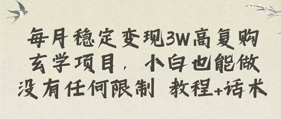 每月稳定变现3W高复购玄学项目，小白也能做没有任何限制 教程+话术-选优云网创