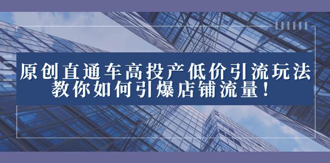 2023直通车高投产低价引流玩法，教你如何引爆店铺流量！-选优云网创