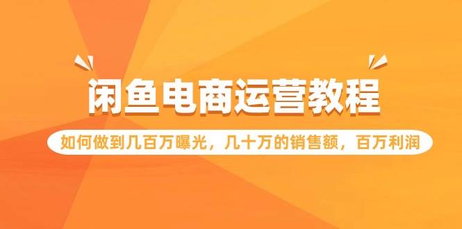 闲鱼电商运营教程：如何做到几百万曝光，几十万的销售额，百万利润-选优云网创