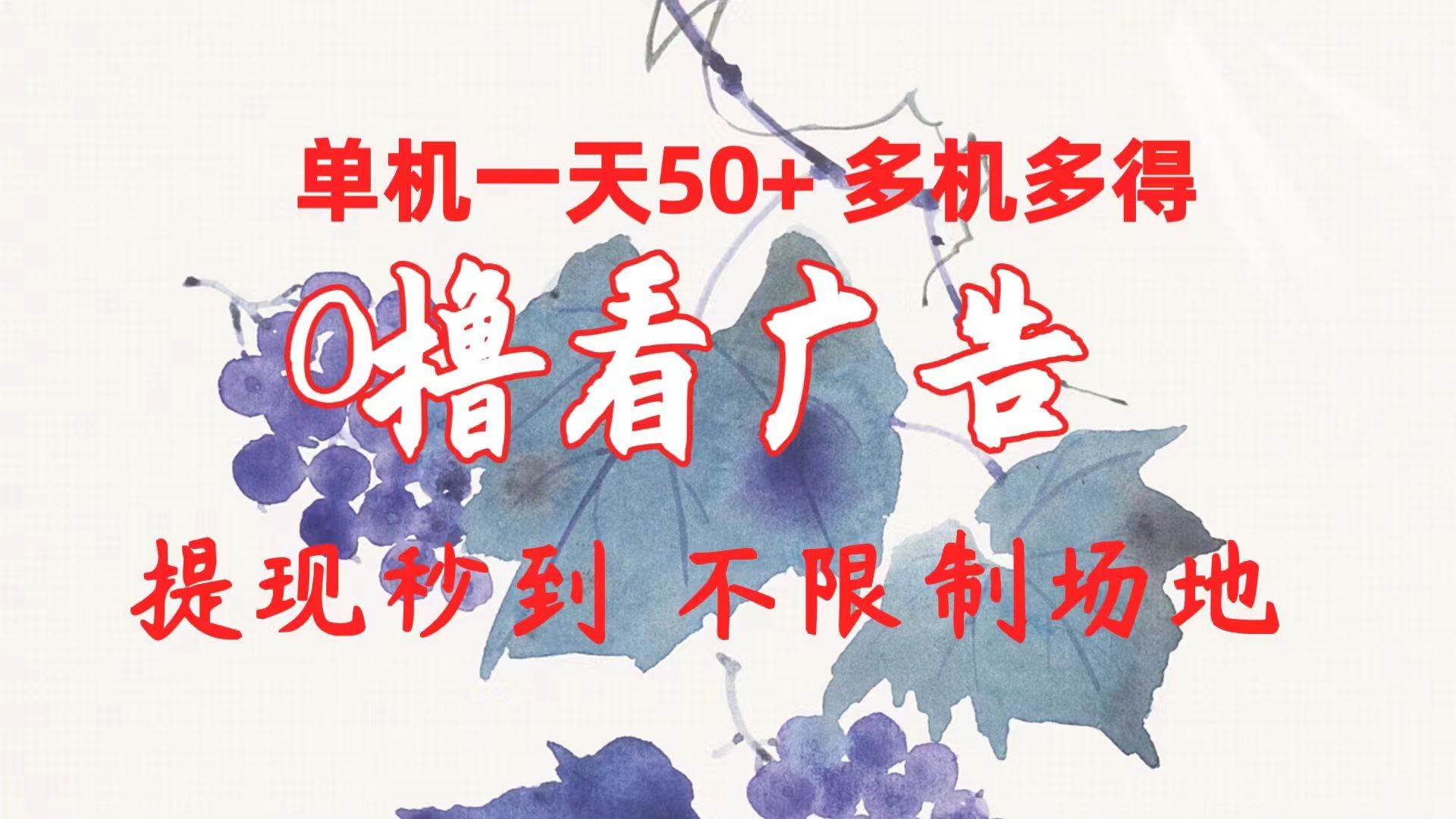 0撸看广告 单机一天50+多机多得 提现秒到 不限制场地操作-选优云网创