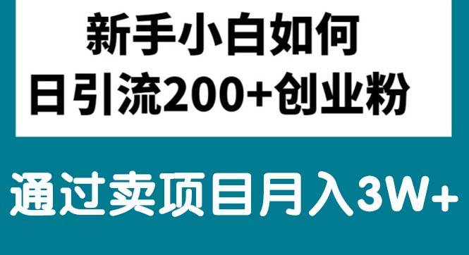 新手小白日引流200+创业粉,通过卖项目月入3W+-选优云网创