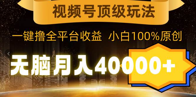 视频号顶级玩法，无脑月入40000+，一键撸全平台收益，纯小白也能100%原创-选优云网创