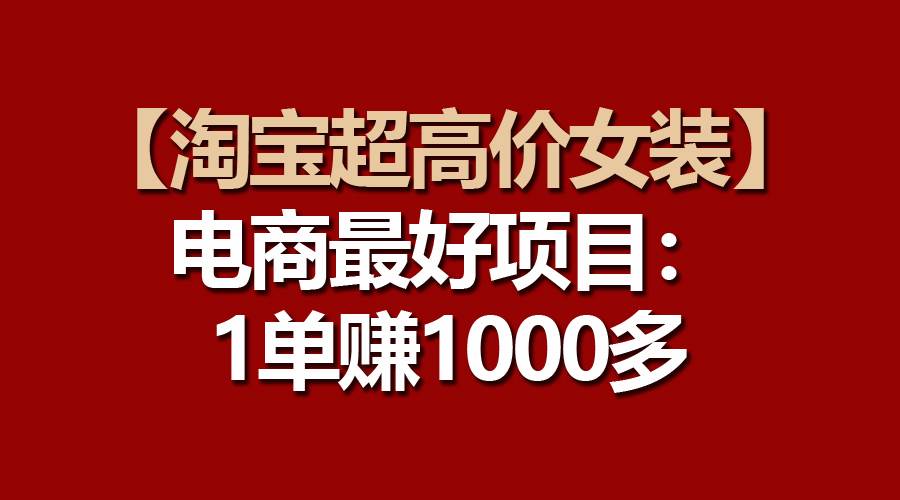 【淘宝超高价女装】电商最好项目：一单赚1000多-选优云网创