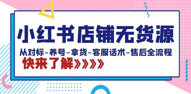 小红书店铺无货源：从对标-养号-拿货-客服话术-售后全流程（20节课）-选优云网创