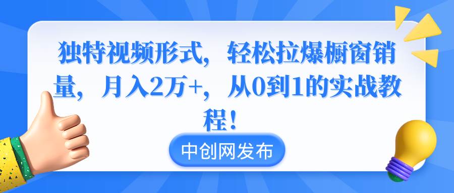 独特视频形式，轻松拉爆橱窗销量，月入2万+，从0到1的实战教程！-选优云网创