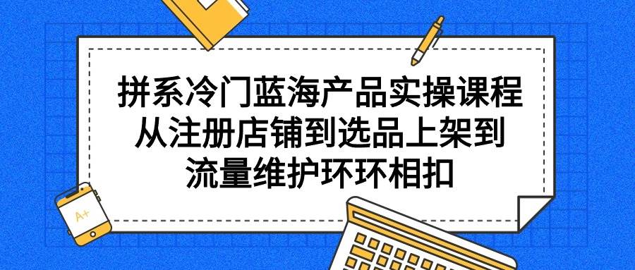 拼系冷门蓝海产品实操课程，从注册店铺到选品上架到流量维护环环相扣-选优云网创