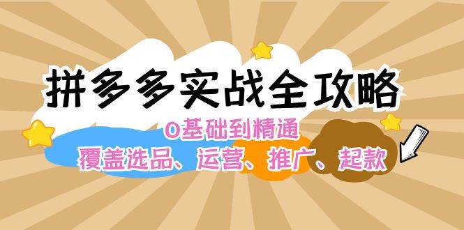 拼多多实战全攻略：0基础到精通，覆盖选品、运营、推广、起款-选优云网创