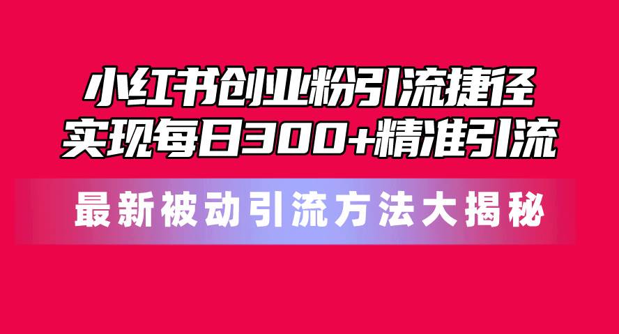 小红书创业粉引流捷径！最新被动引流方法大揭秘，实现每日300+精准引流-选优云网创