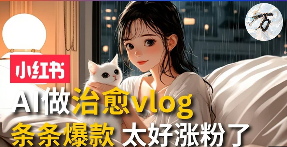 AI治愈系vlog动画视频，小红书7天 涨粉破千，商单报价1500+，0成本制作，日入2000+，有手就会 -选优云网创