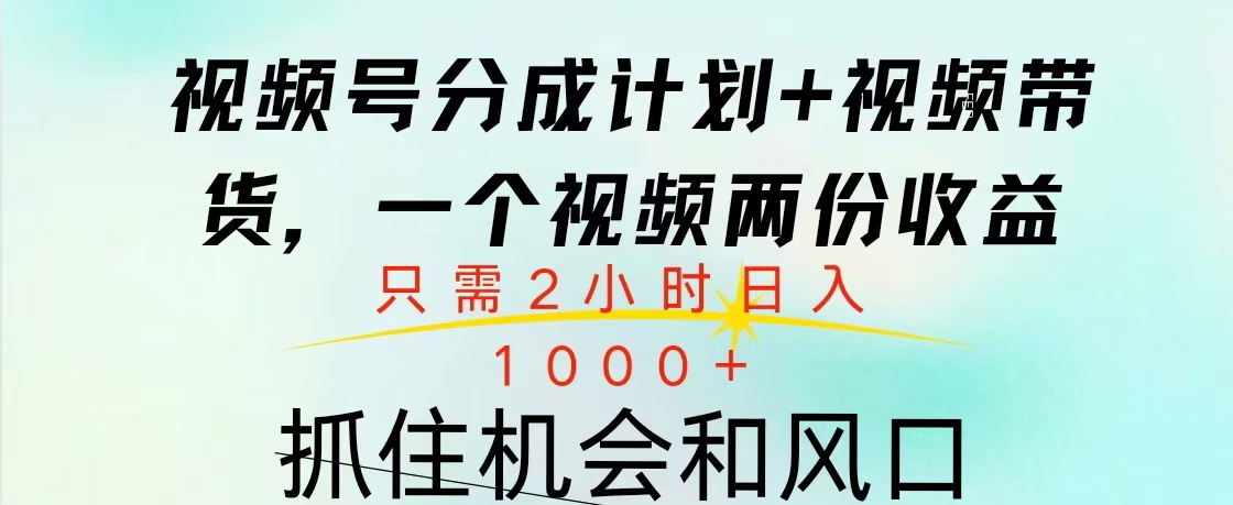 视频号橱窗带货， 10分钟一个视频， 2份收益，日入1000+-选优云网创