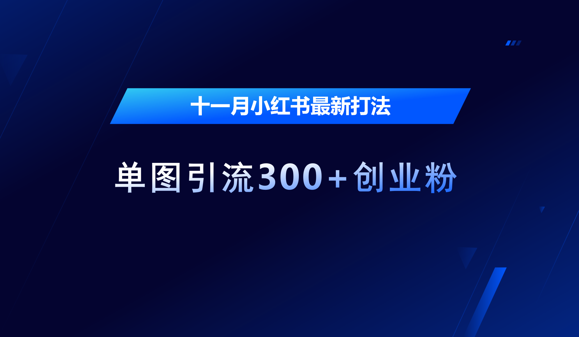 十一月，小红书最新打法，单图引流300+创业粉-选优云网创