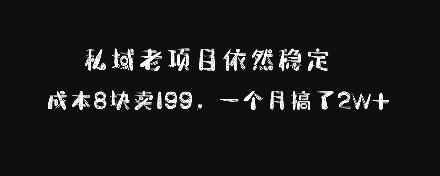 私域老项目依然稳定，成本8块卖199，一个月搞了2W+-选优云网创