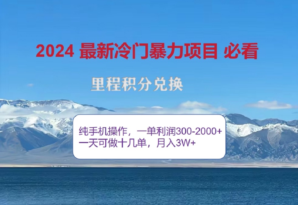 2024惊爆冷门暴利！出行高峰来袭，里程积分，高爆发期，一单300+—2000+，月入过万不是梦！-选优云网创