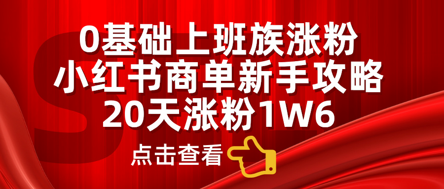 小红书商单新手攻略，20天涨粉1.6w，0基础上班族涨粉-选优云网创