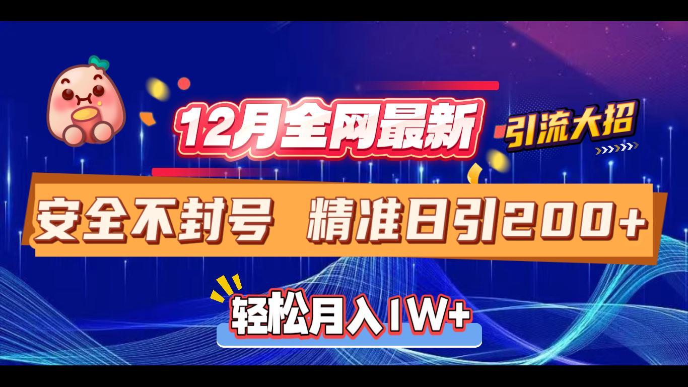 12月全网最新引流大招 安全不封号 日引精准粉200+-选优云网创