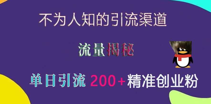 不为人知的引流渠道，流量揭秘，实测单日引流200+精准创业粉-选优云网创