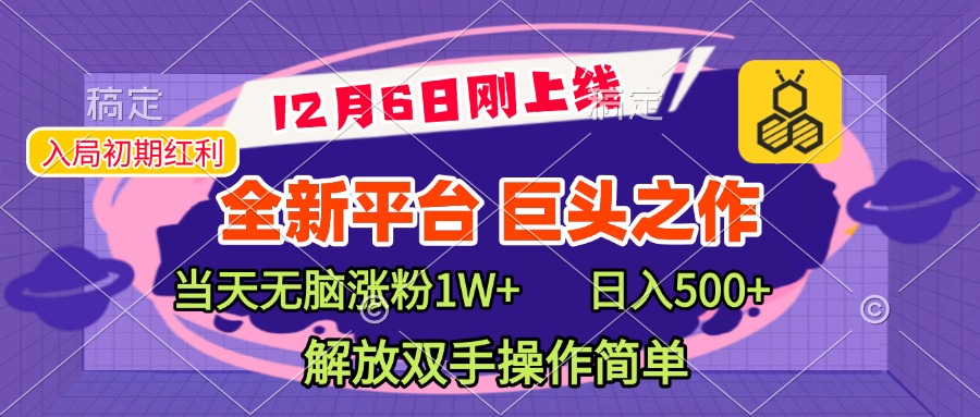 全新引流平台，巨头之作，当天无脑涨粉1W+，日入现500+，解放双手操作简单-选优云网创