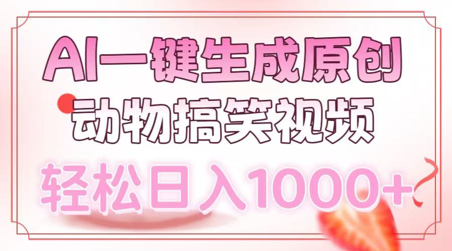 AI一键生成原创动物搞笑视频，轻松日入1000+-选优云网创